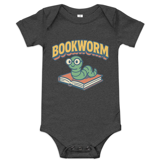 Bookworm baby onesie dark grey heather