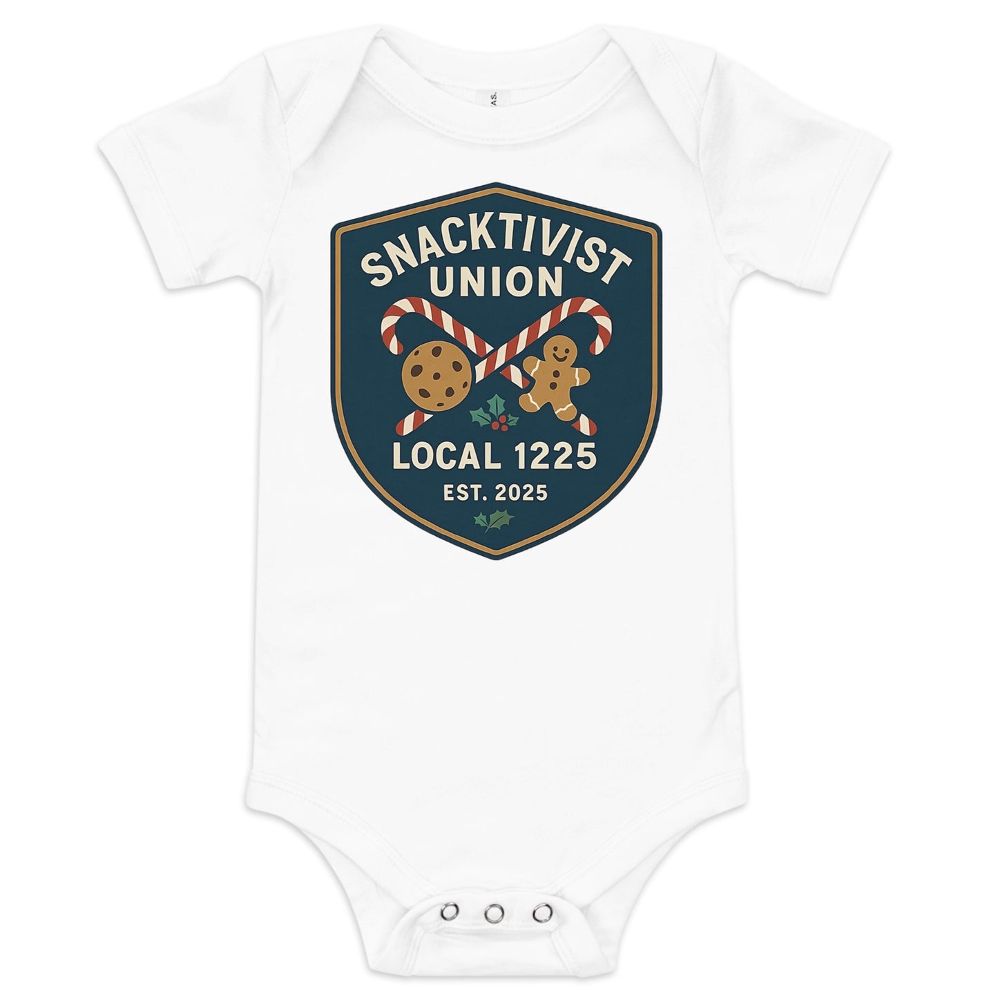 Snacktivist baby onesie white
