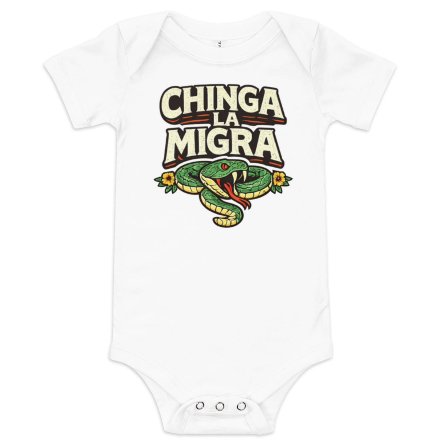 Chinga La Migra baby onesie white
