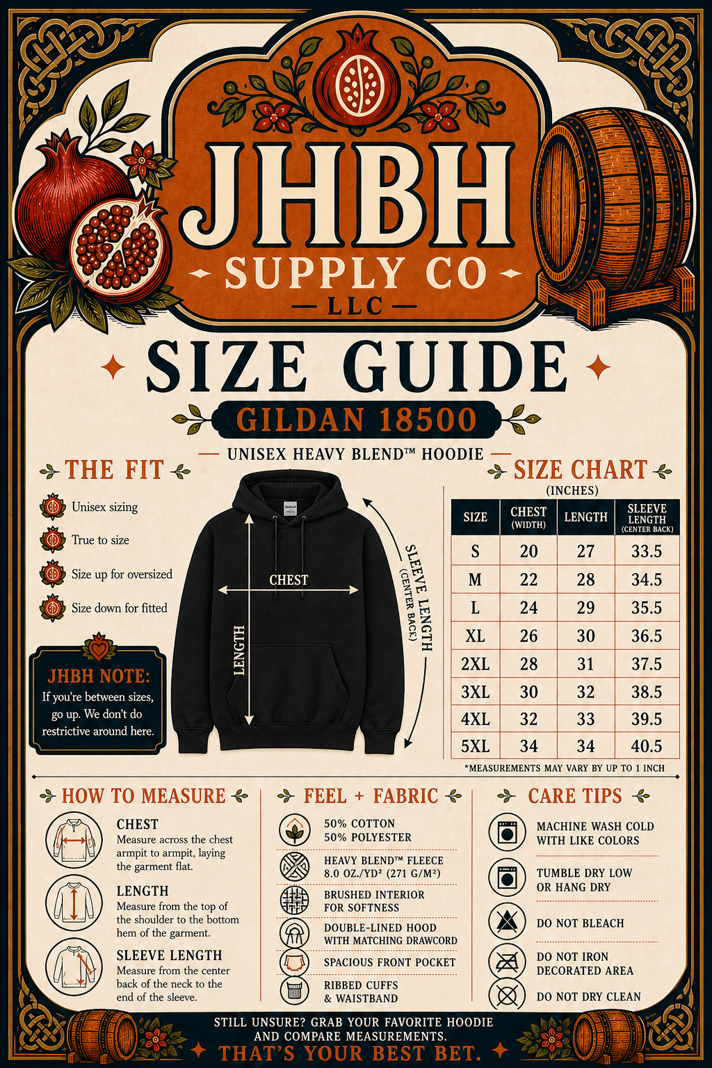 Gamer dad hoodie size chart