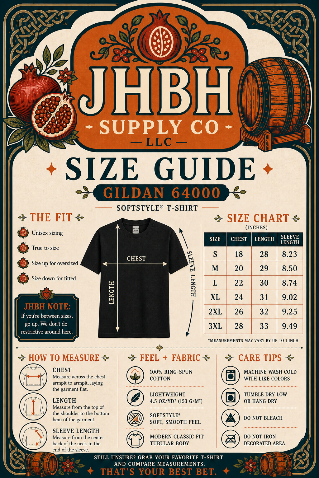 Gamer dad shirt size chart