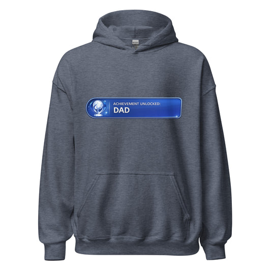 Achievement Unlocked Dad PlayStation hoodie heather sport dark navy front