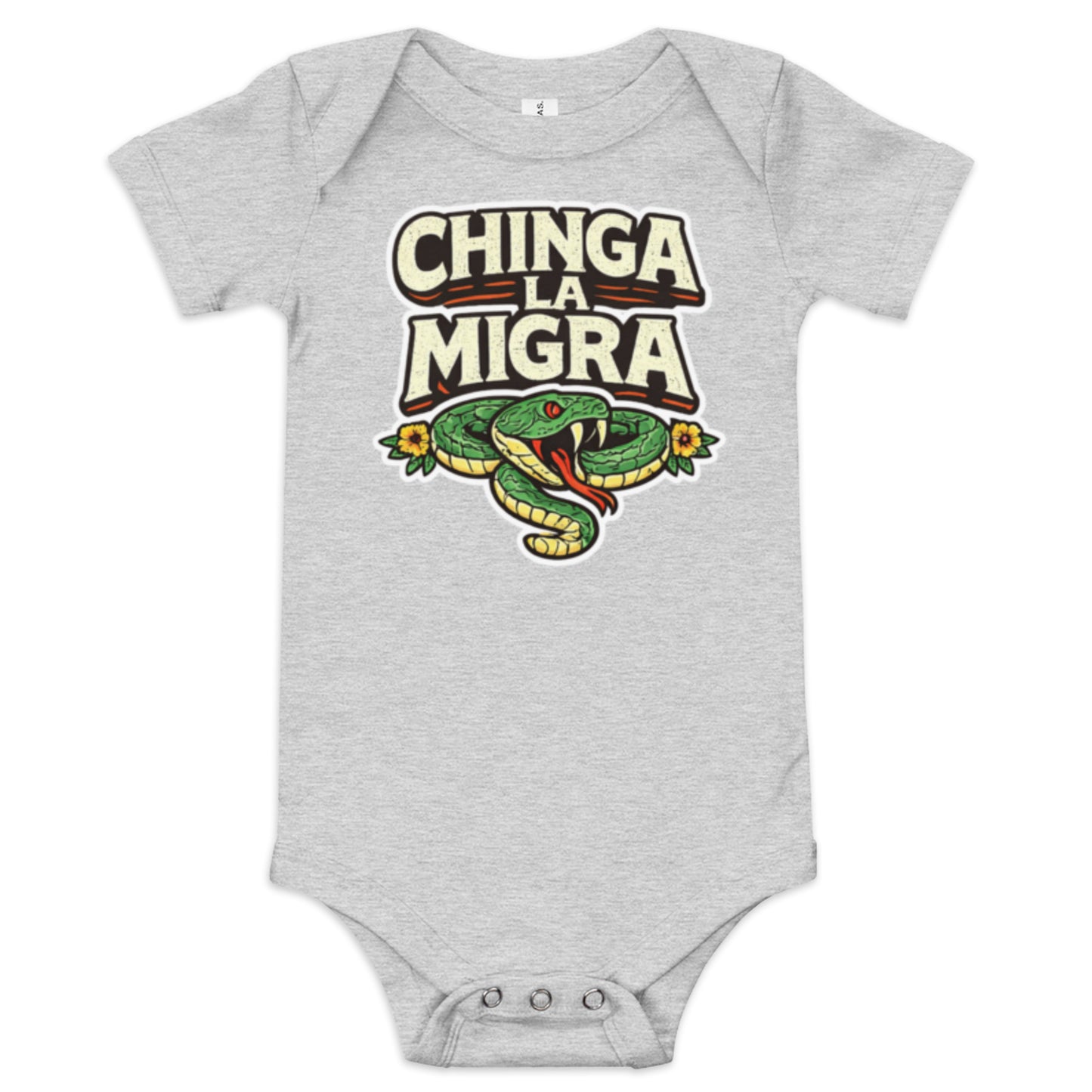 Chinga La Migra baby onesie athletic heather