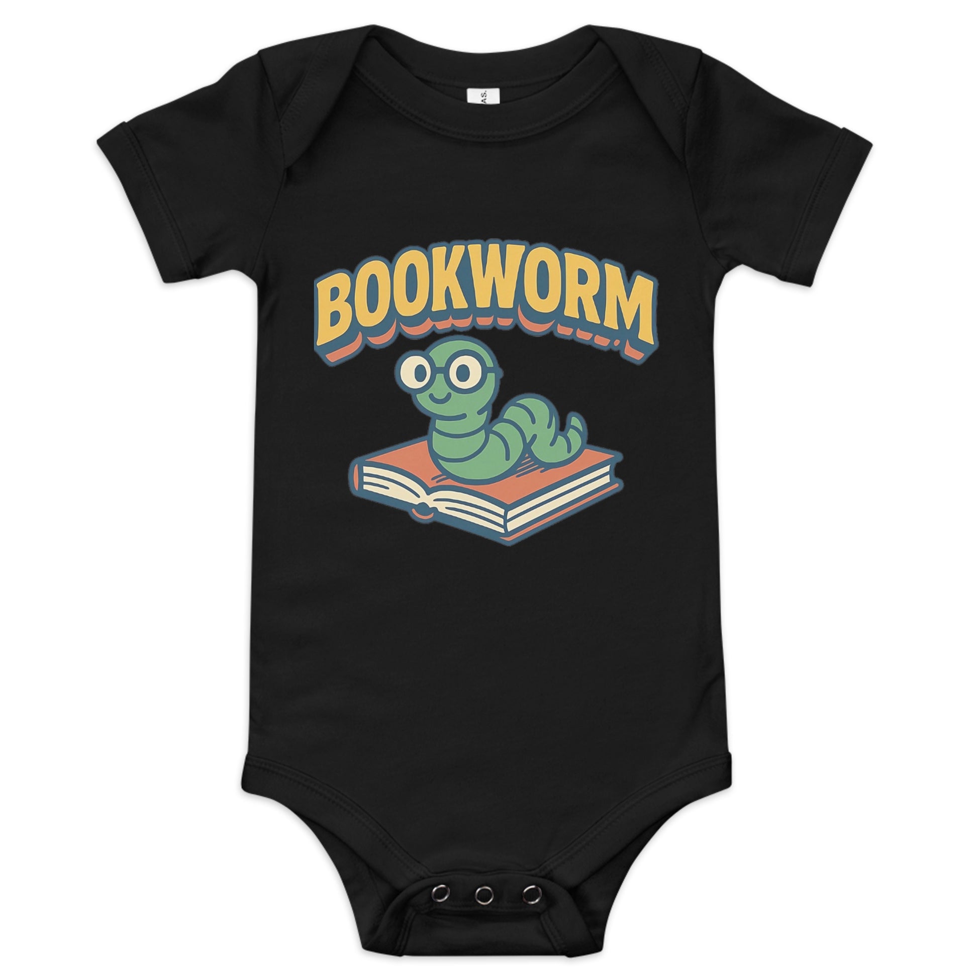 Bookworm baby onesie black