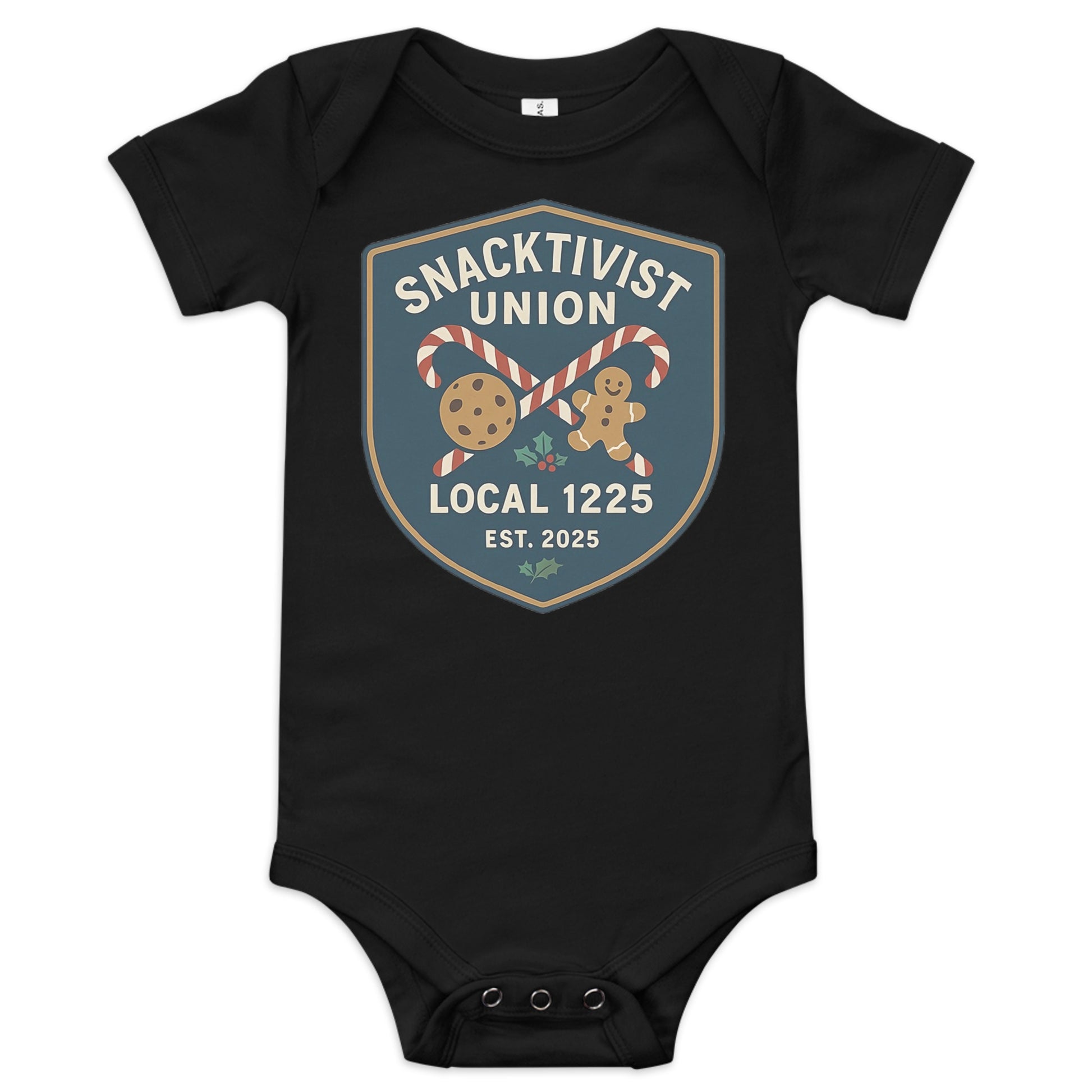 Snacktivist baby onesie black