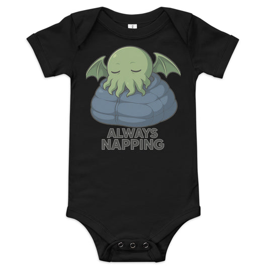 Always Napping baby onesie black