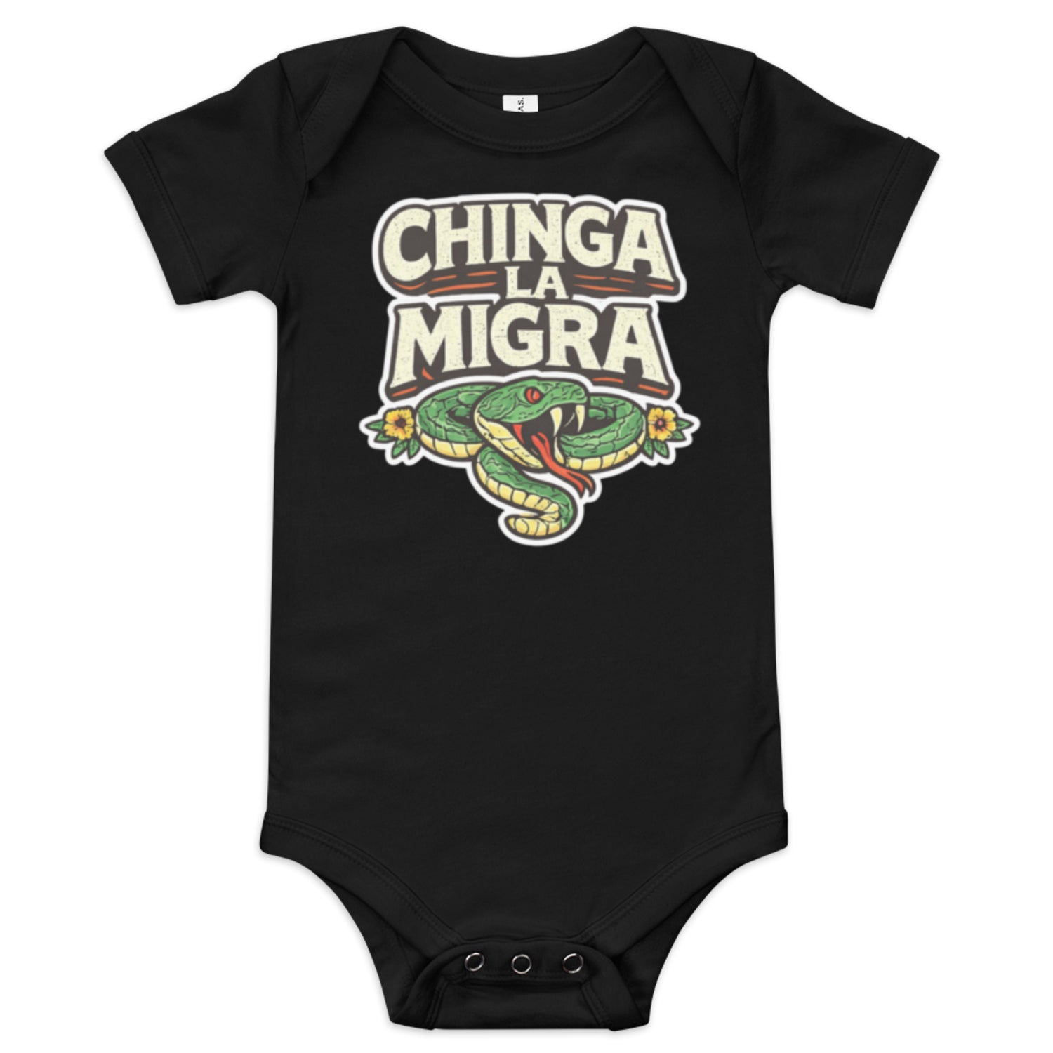 Chinga La Migra baby onesie black