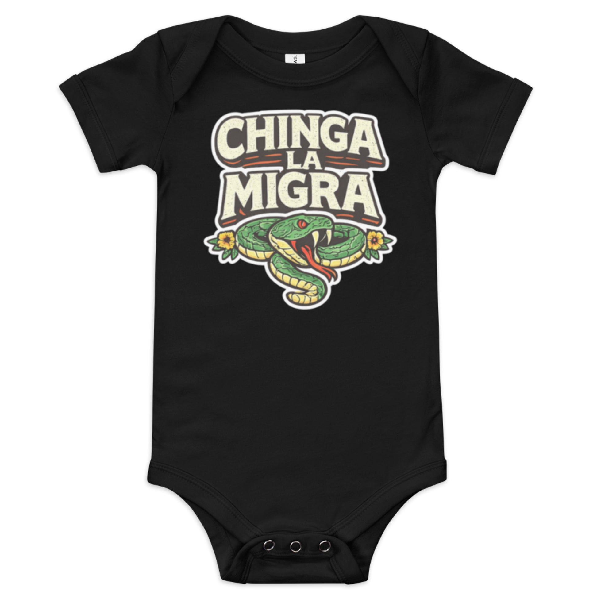 Chinga La Migra baby onesie black