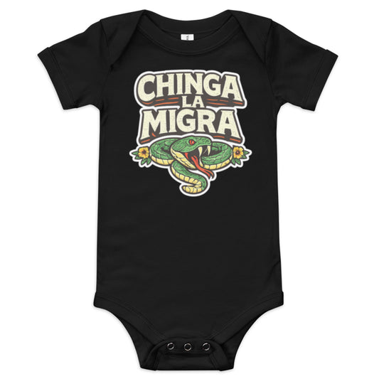 Chinga La Migra baby onesie black