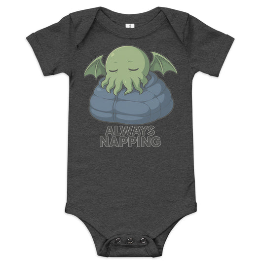 Always Napping baby onesie dark grey heather