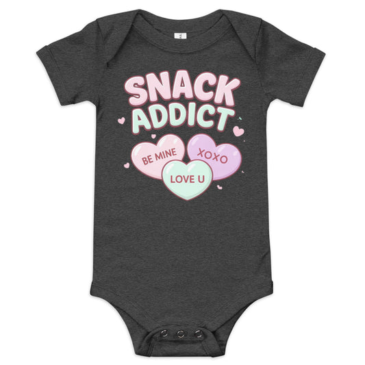 Valentine Snack Addict baby onesie dark grey heather