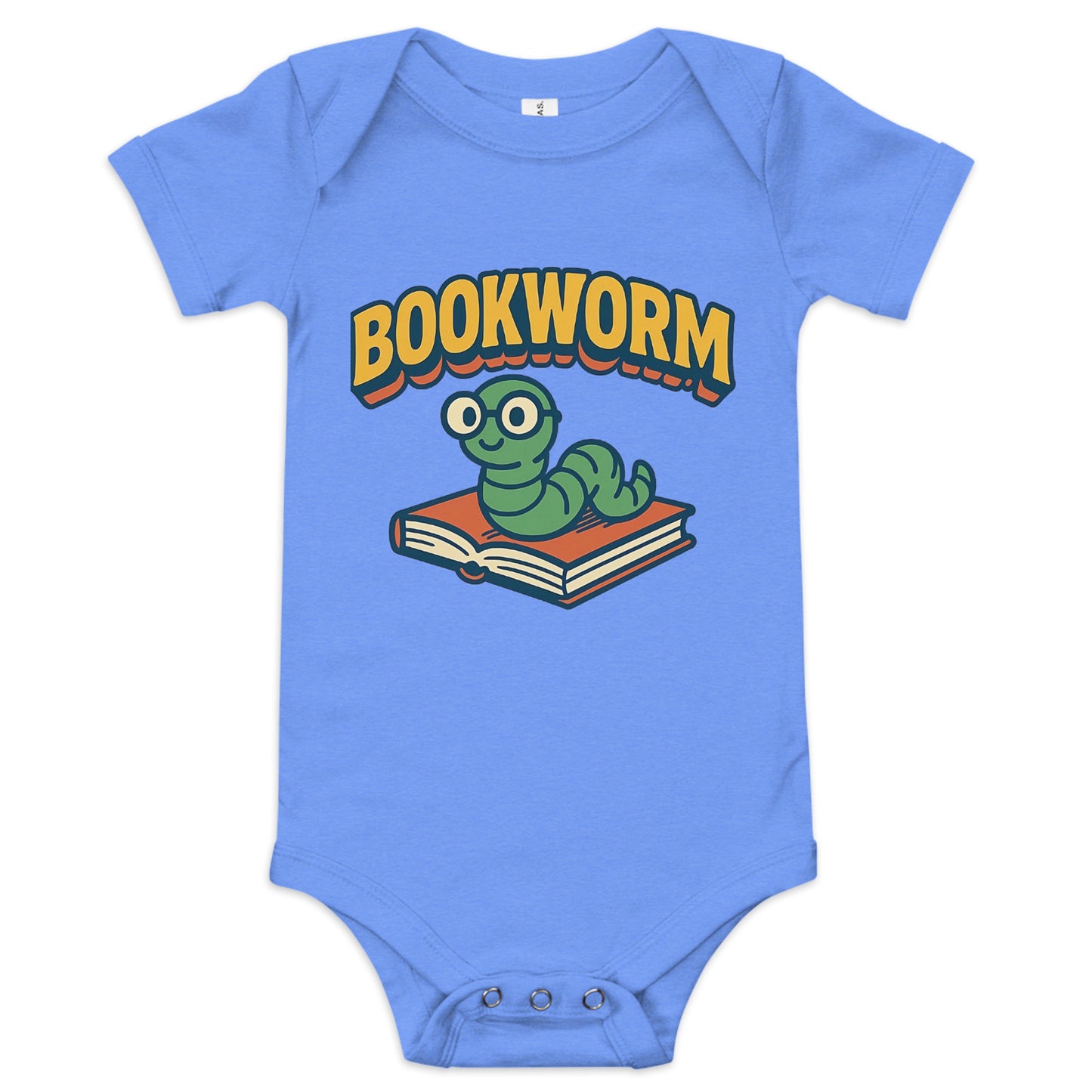 Bookworm baby onesie heather columbia blue