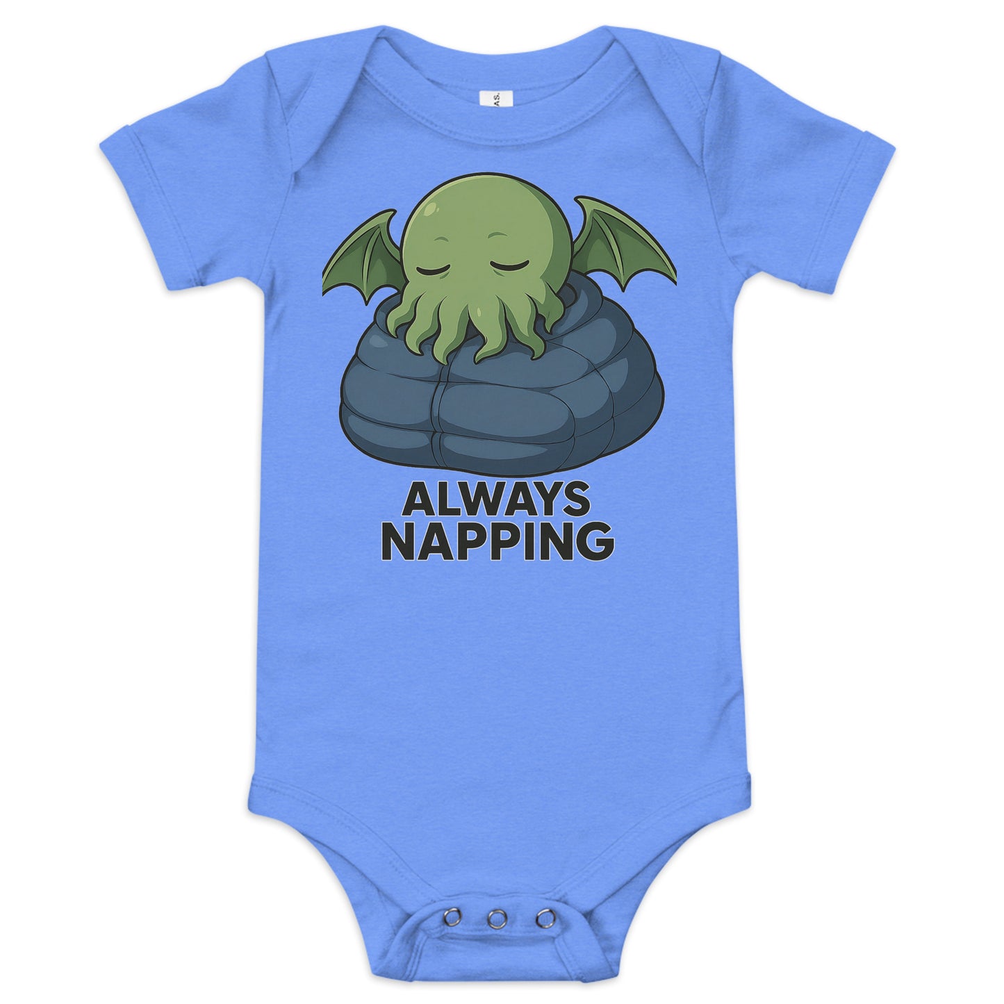 Always Napping baby onesie heather columbia blue