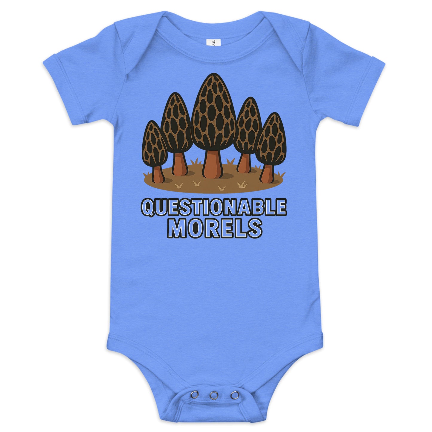 Questionable baby onesie heather columbia blue