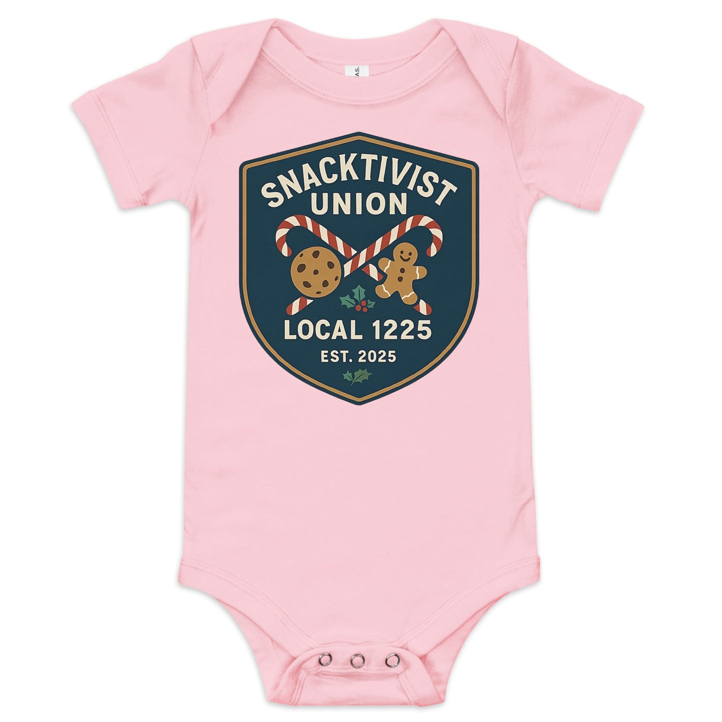 Snacktivist baby onesie pink