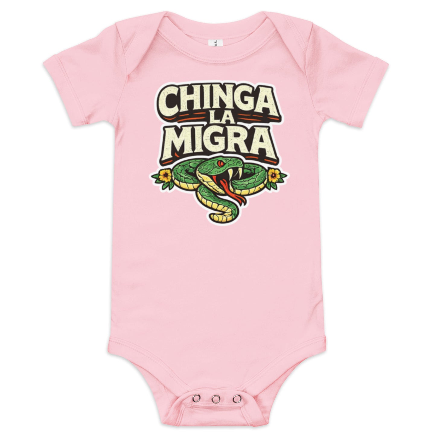 Chinga La Migra baby onesie pink