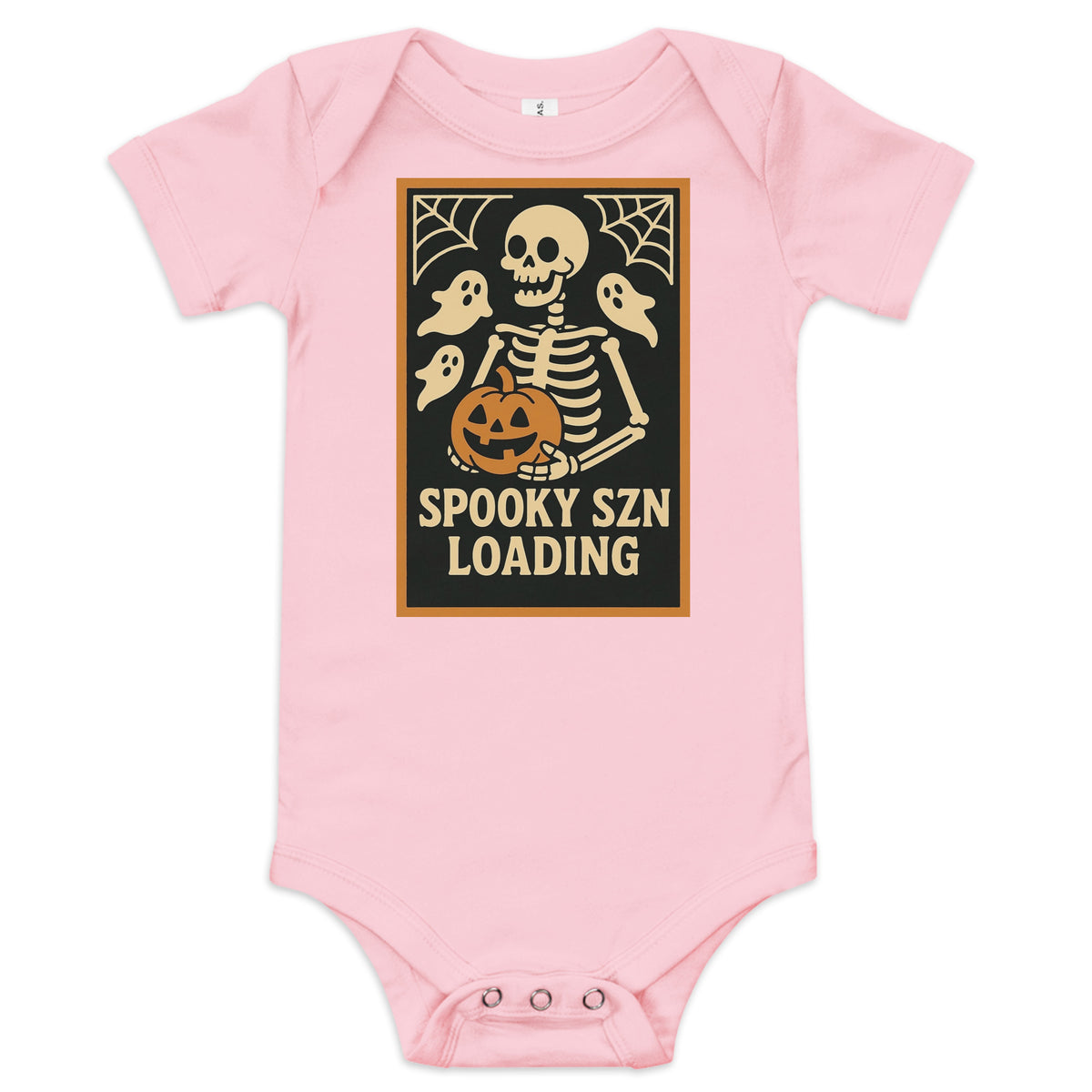 Spooky Szn Baby Onesie in Pink, front view