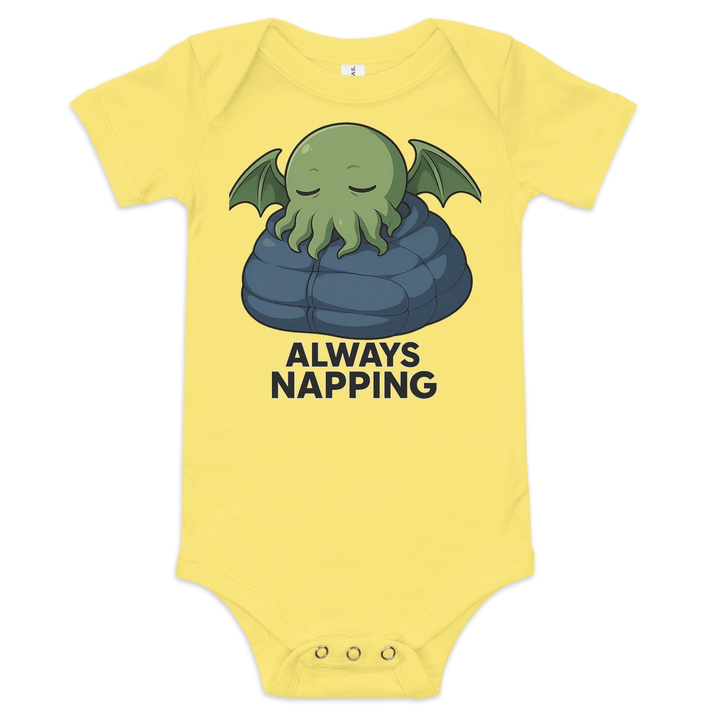 Always Napping baby onesie yellow
