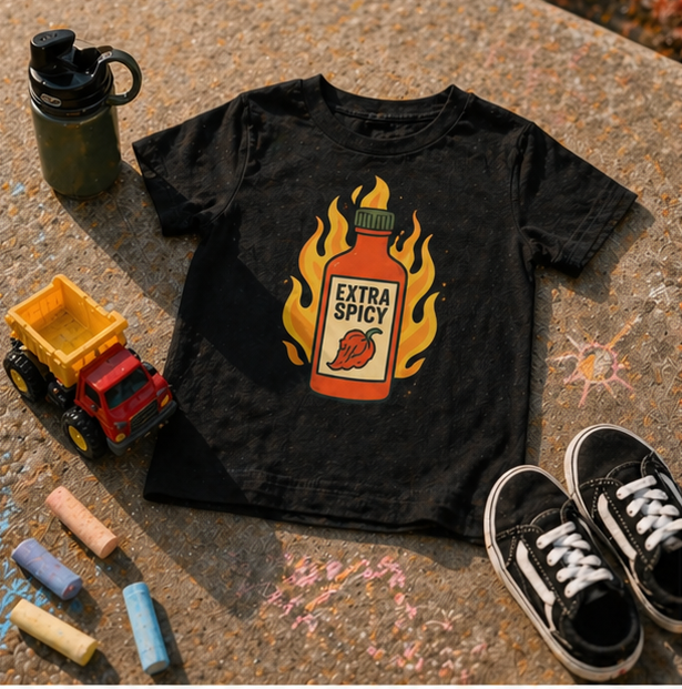 Extra Spicy toddler tee lifestyle