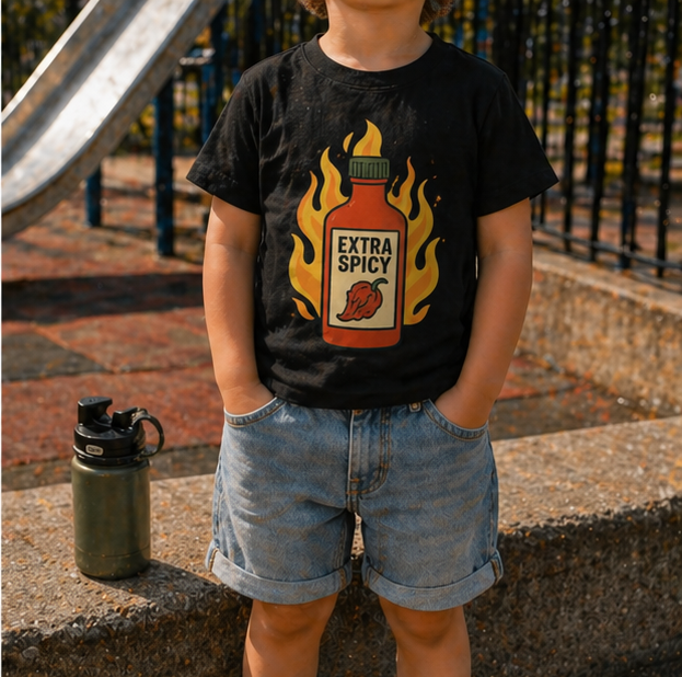 Extra Spicy toddler tee lifestyle