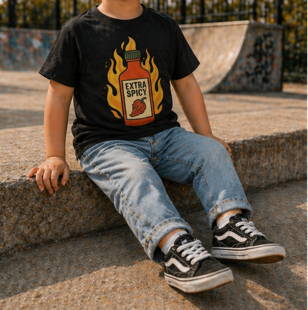 Extra Spicy toddler tee lifestyle