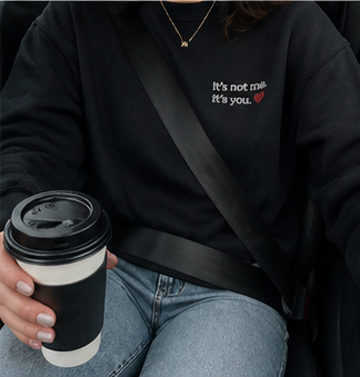 It's Not Me embroidered crewneck detail