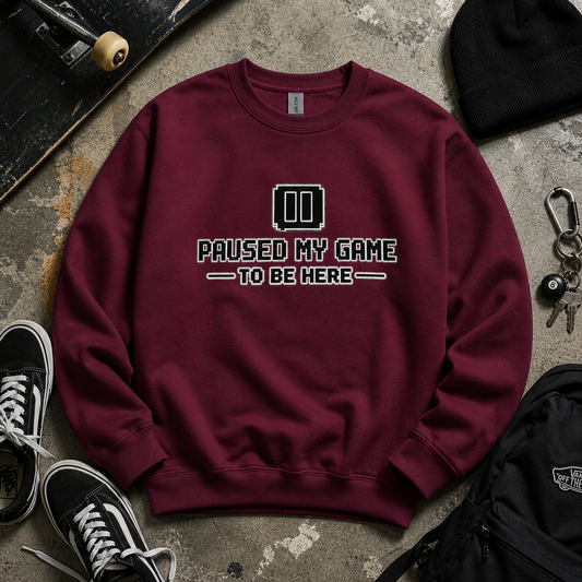 Paused My Game to Be Here crewneck lifestyle