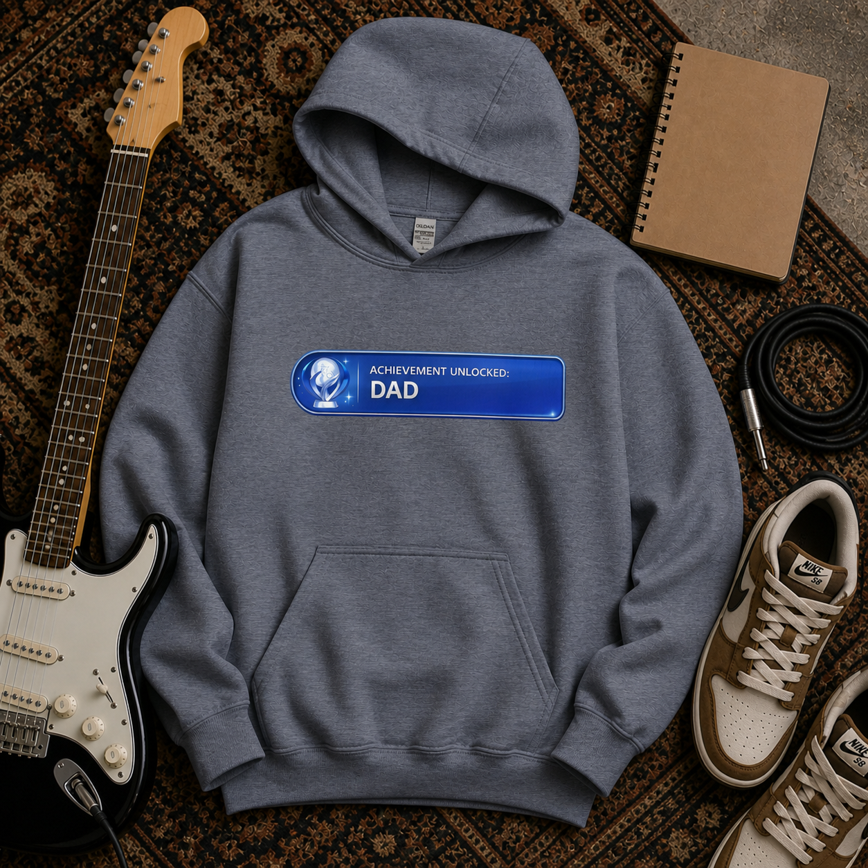 Achievement Unlocked Dad PlayStation hoodie lifestyle
