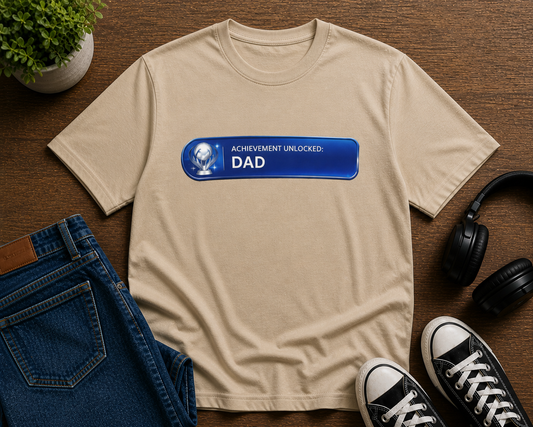 Achievement Unlocked Dad PlayStation tee lifestyle