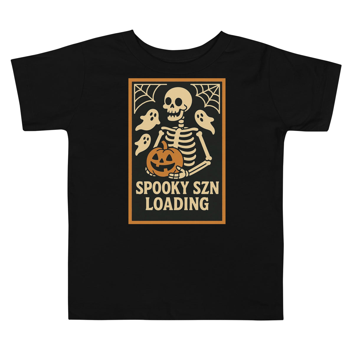 Spooky Szn Toddler Tee in Black, front view