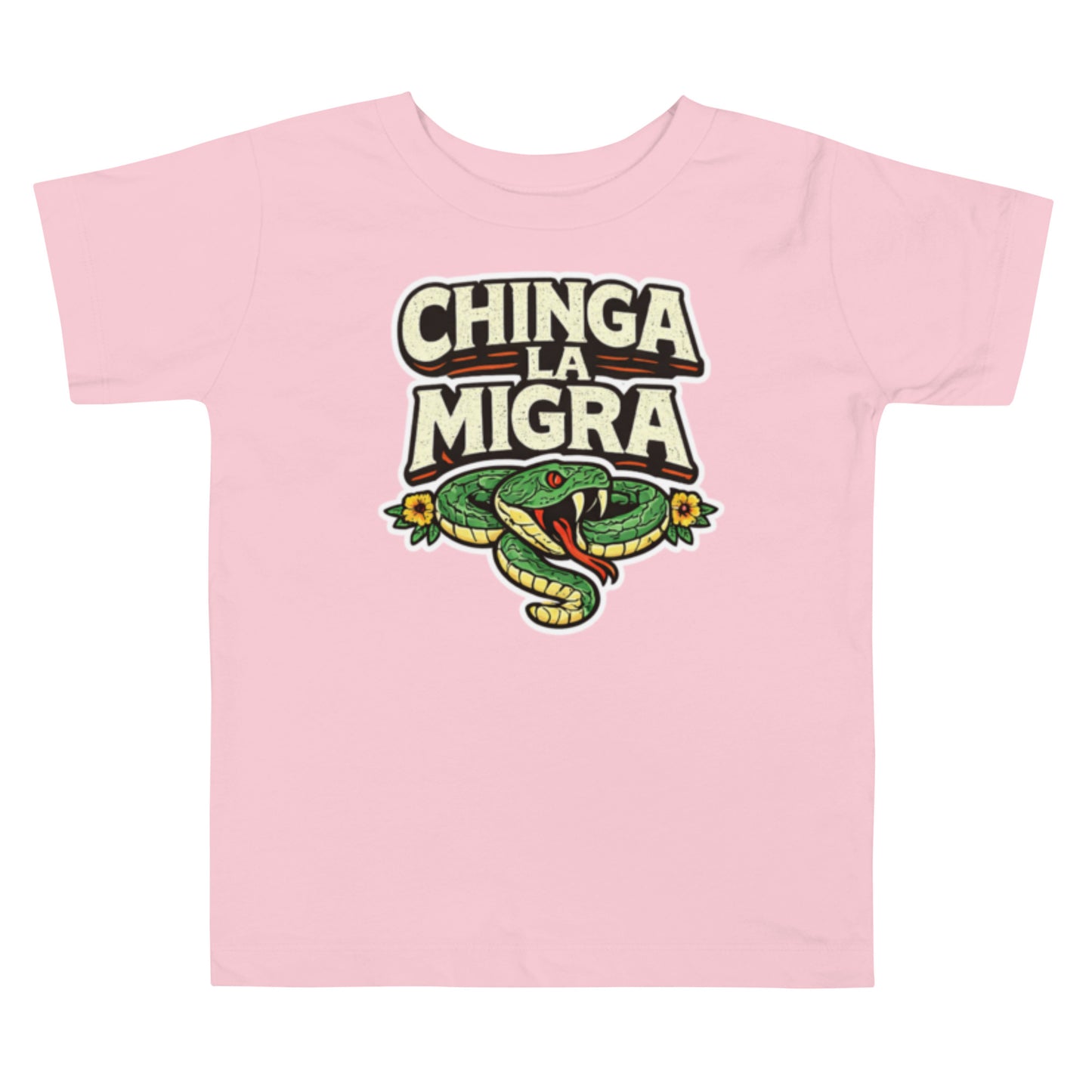 Chinga La Migra toddler tee pink