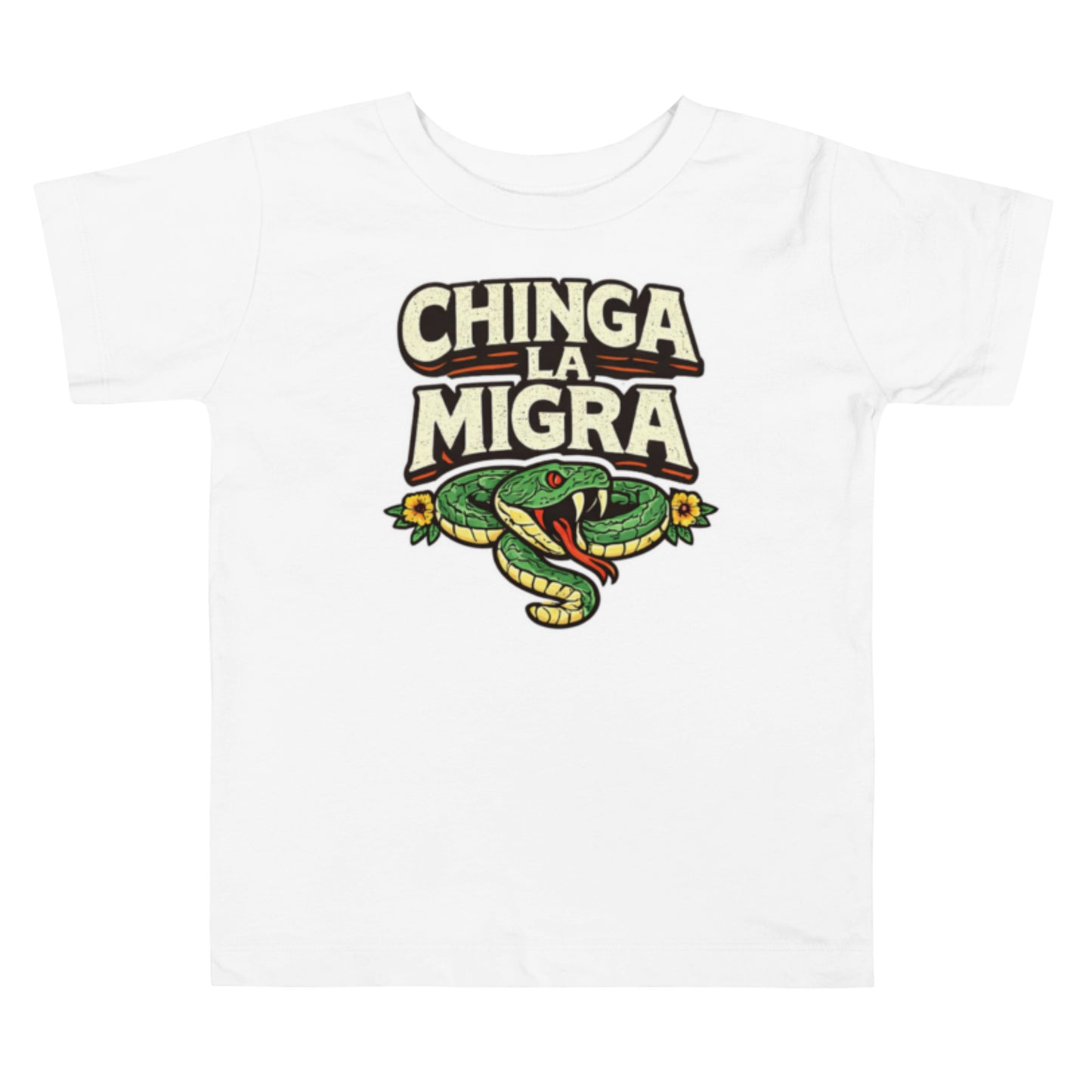 Chinga La Migra toddler tee white