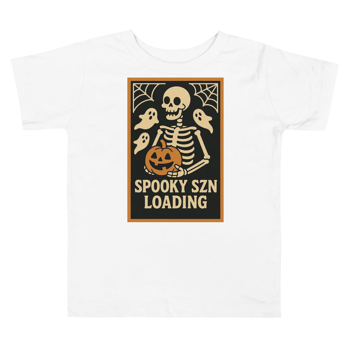 Spooky Szn Toddler Tee in White, front view