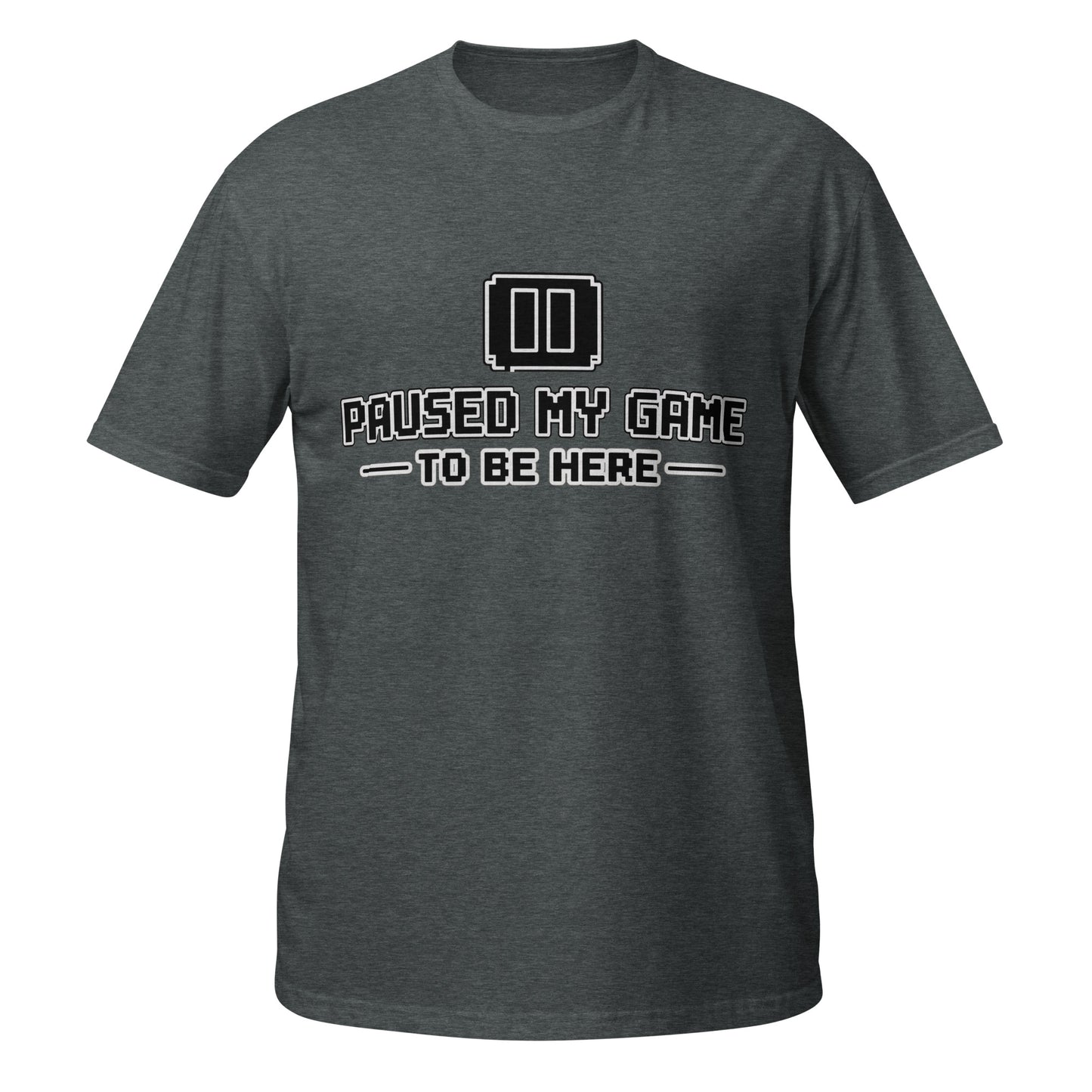 Paused My Game gamer dad tee dark heather front
