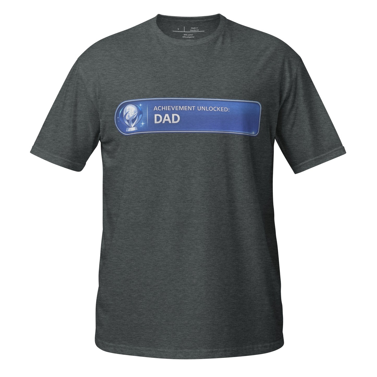 Achievement Unlocked Dad PlayStation tee dark heather front