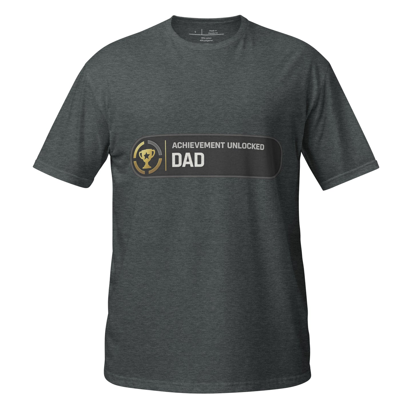 Achievement Unlocked Dad Xbox tee dark heather front
