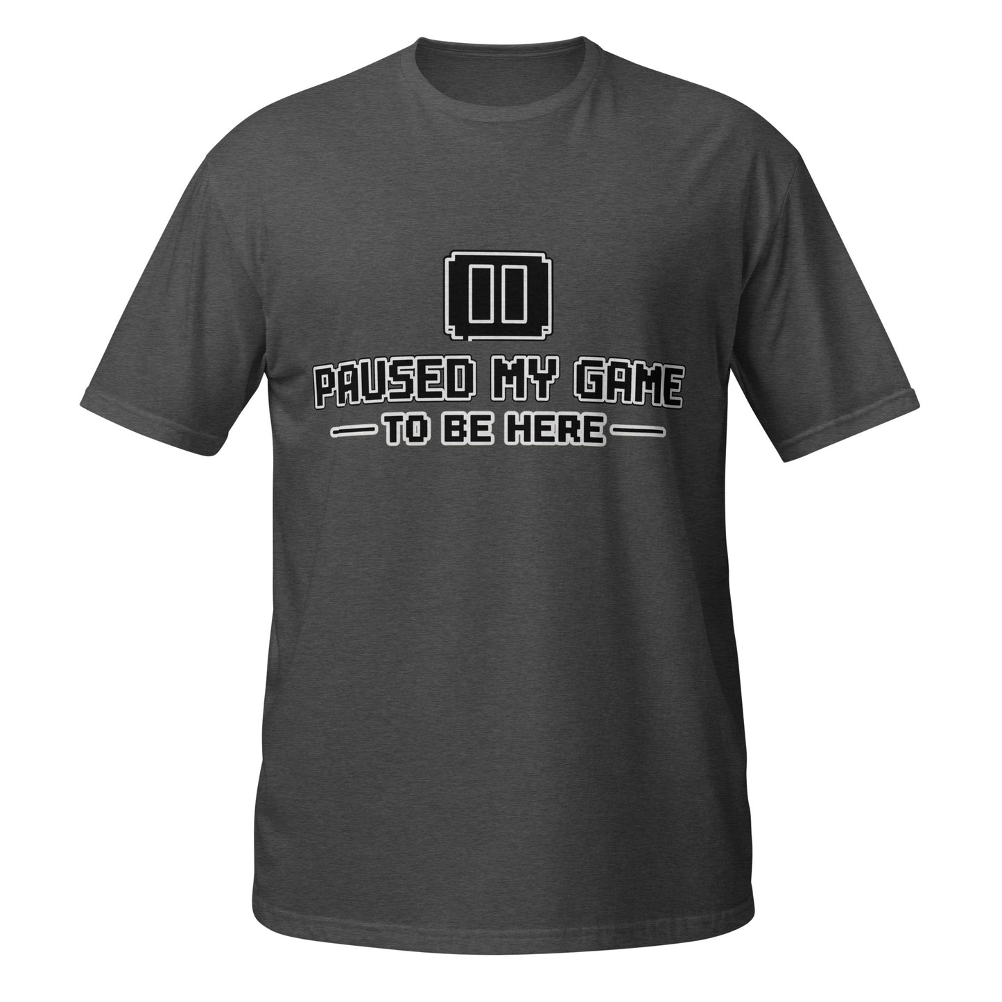 Paused My Game gamer dad tee dark heather grey front