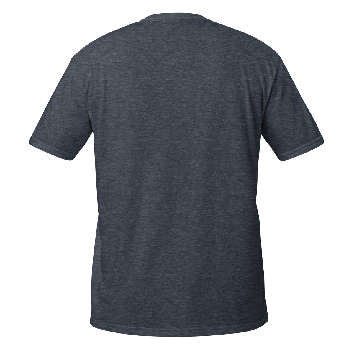 Spooky Scary unisex tee in heather navy, back view, unprinted