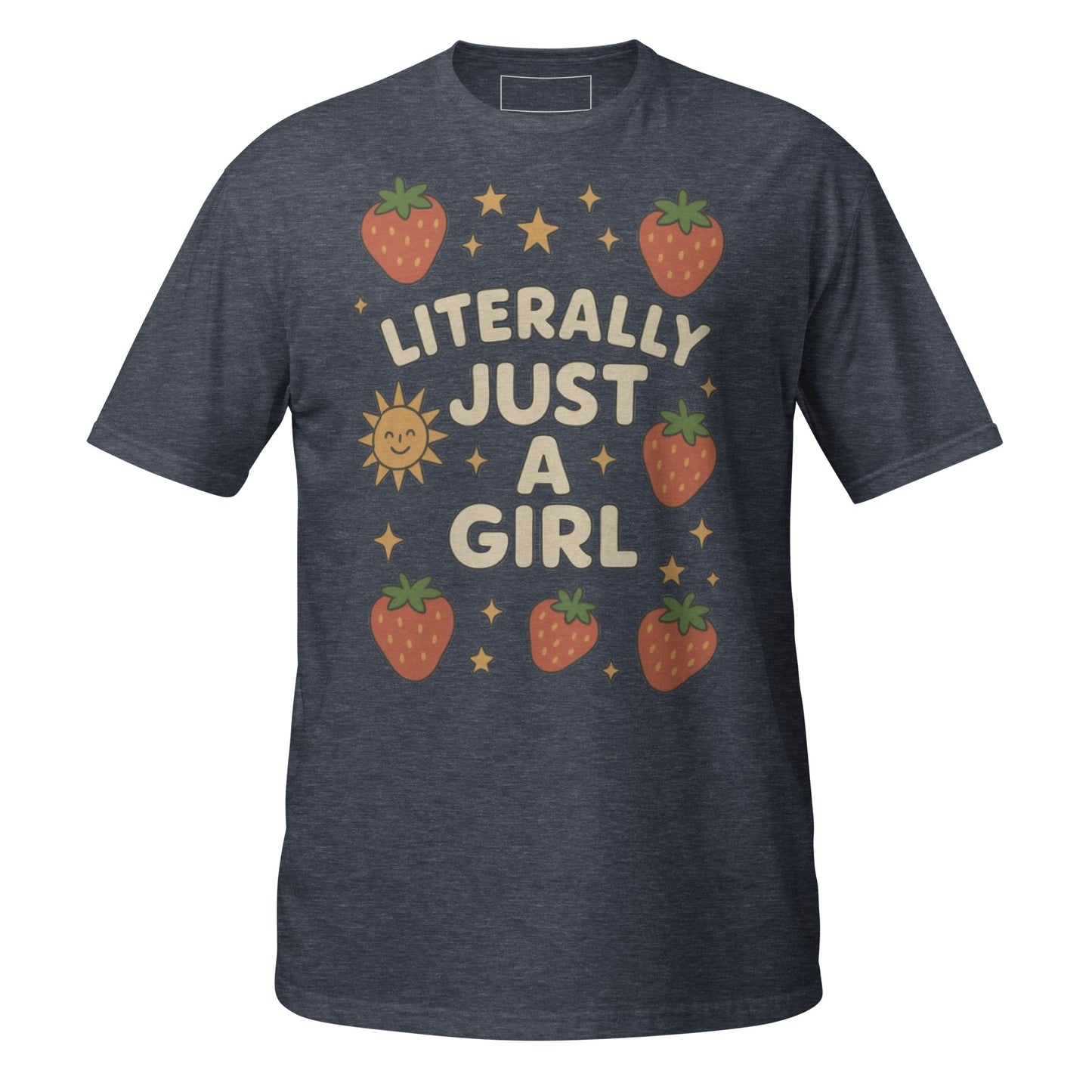 Just a Girl unisex tee heather navy front