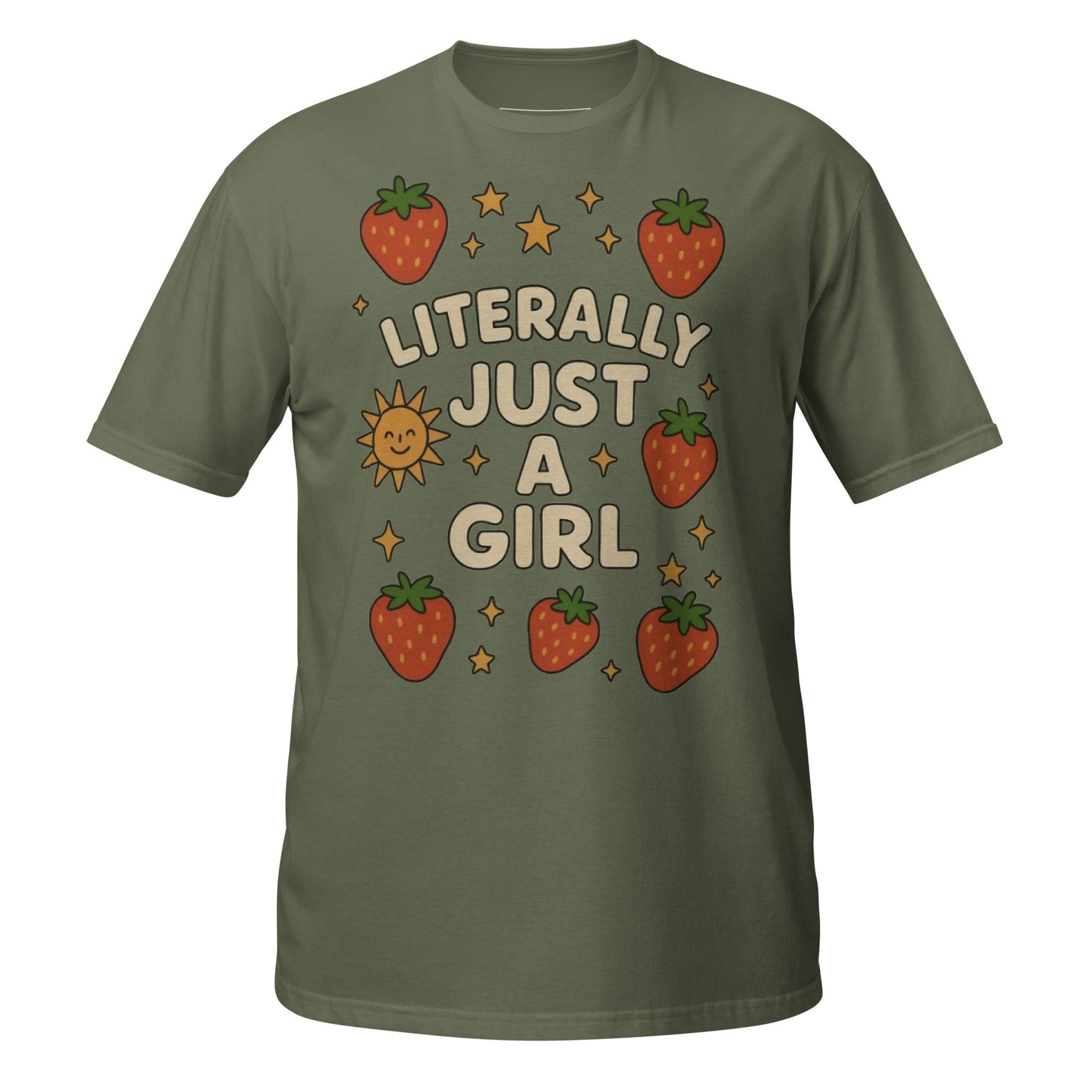 Just a Girl unisex tee military green front