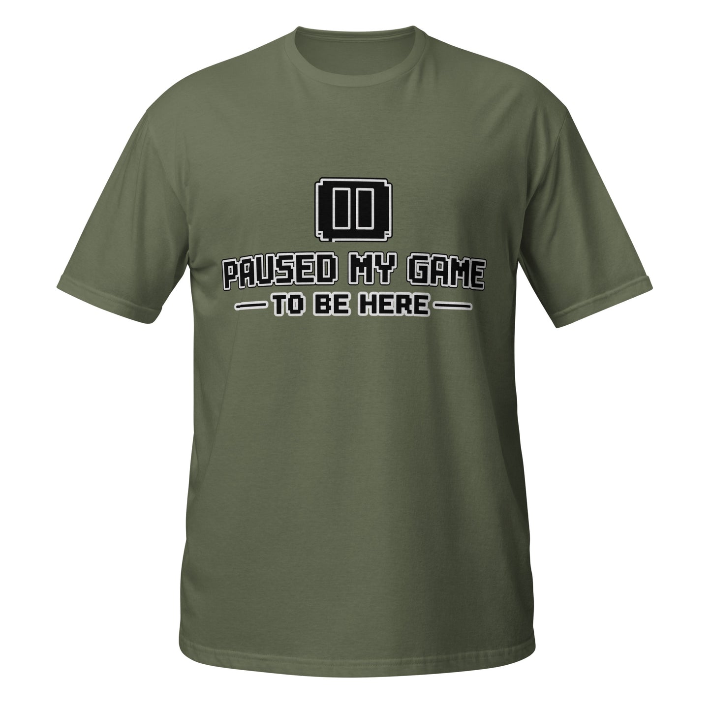 Paused My Game gamer dad tee military green front