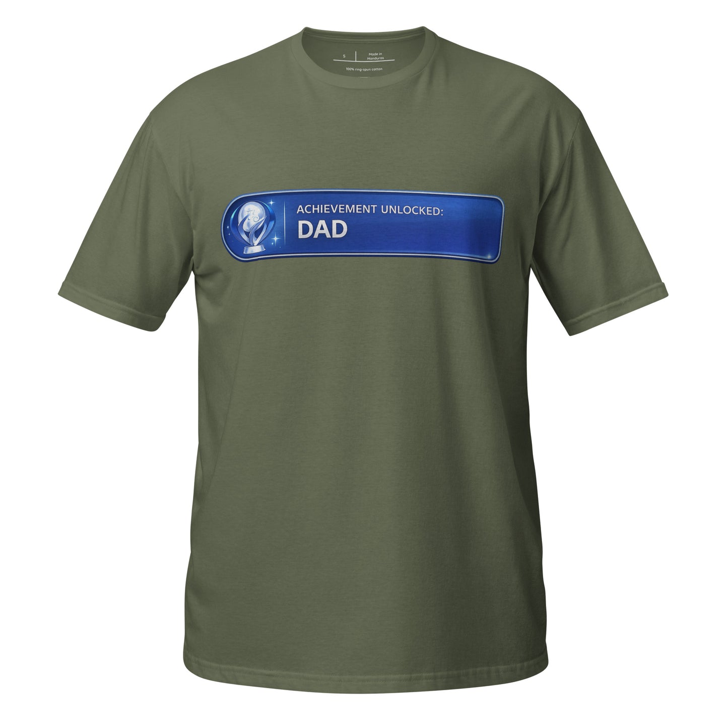 Achievement Unlocked Dad PlayStation tee military green front