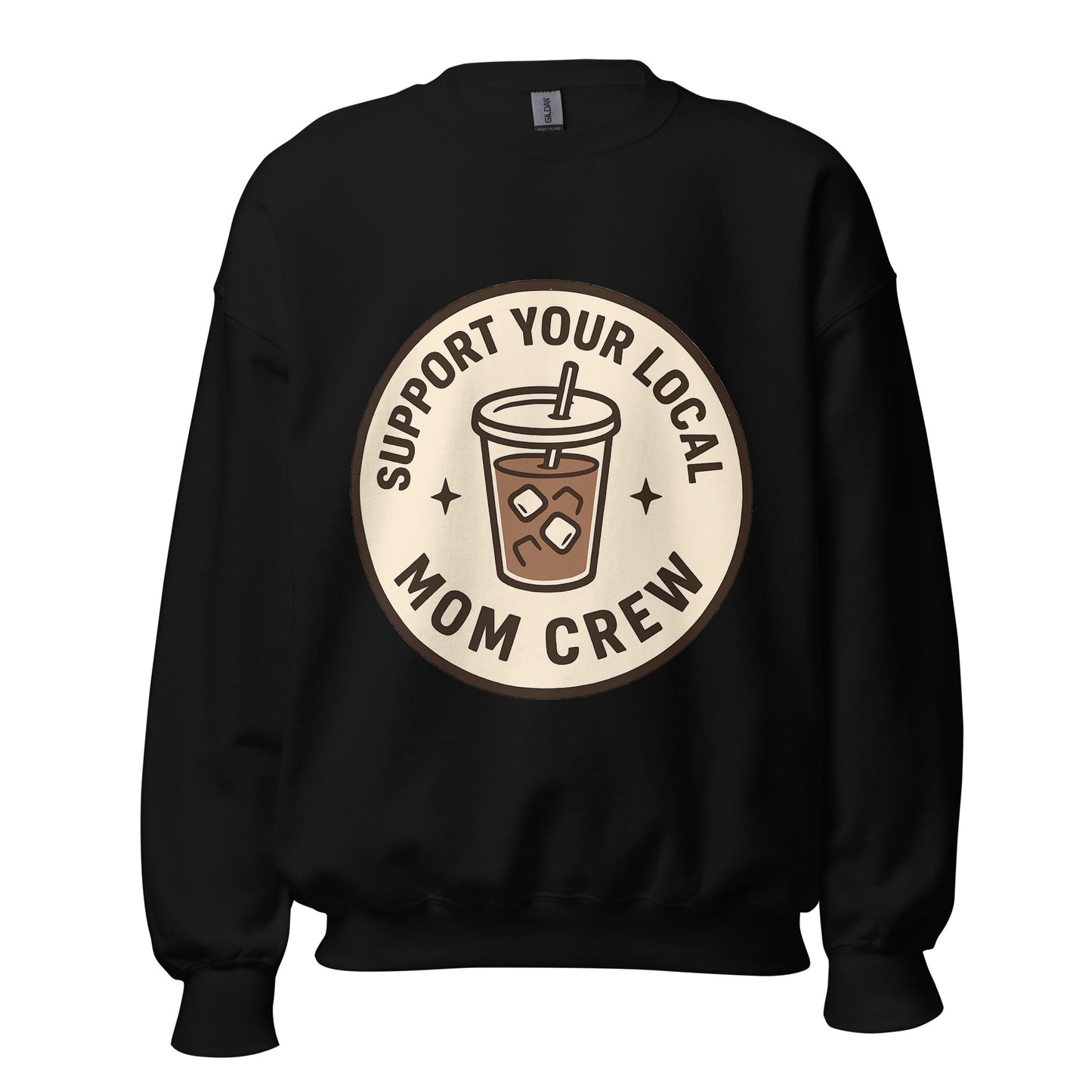 Mom Crew unisex crewneck black front