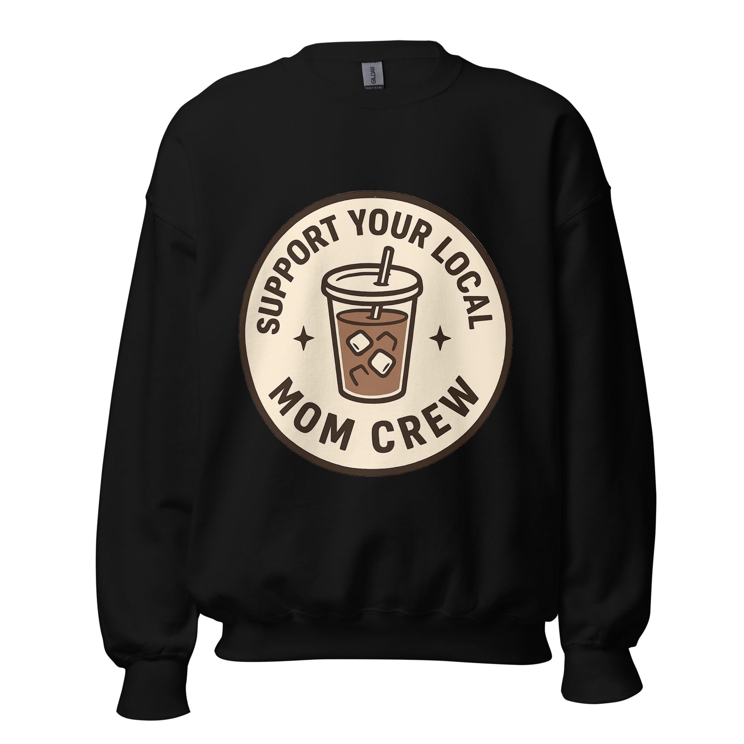 Mom Crew unisex crewneck black front