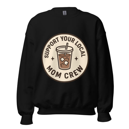 Mom Crew unisex crewneck black front
