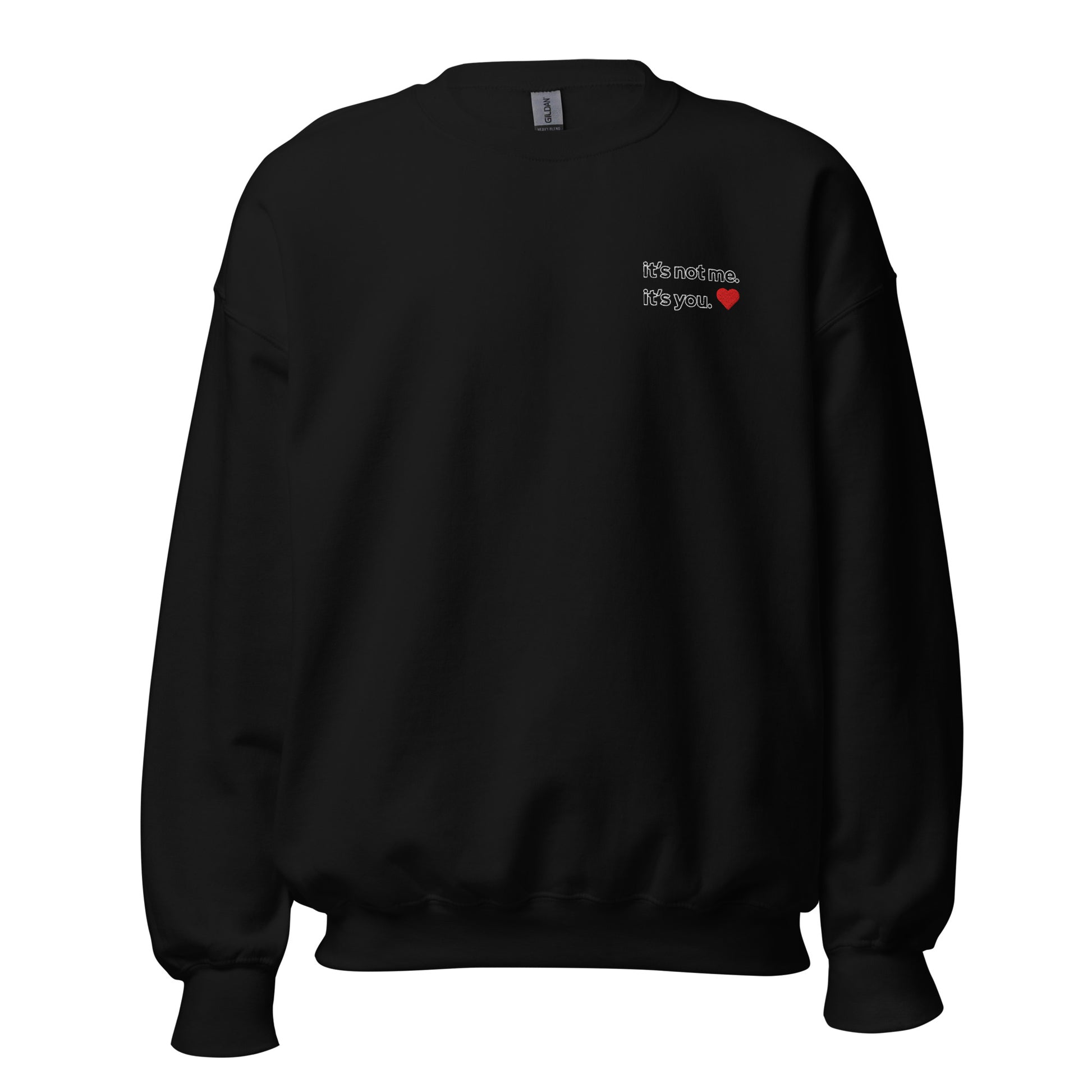 It's Not Me embroidered crewneck black front