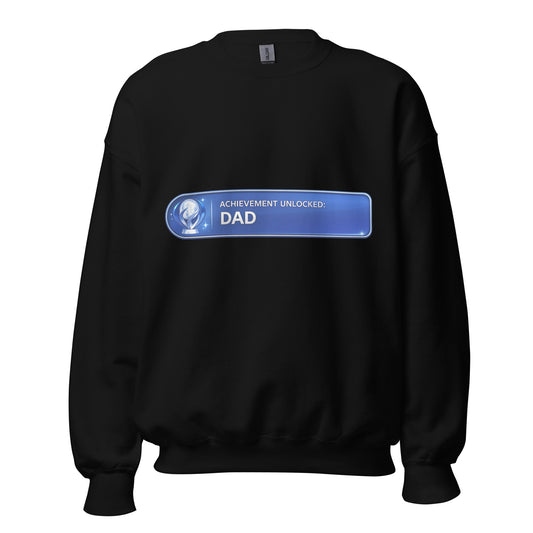 Achievement Unlocked Dad PlayStation crewneck black front
