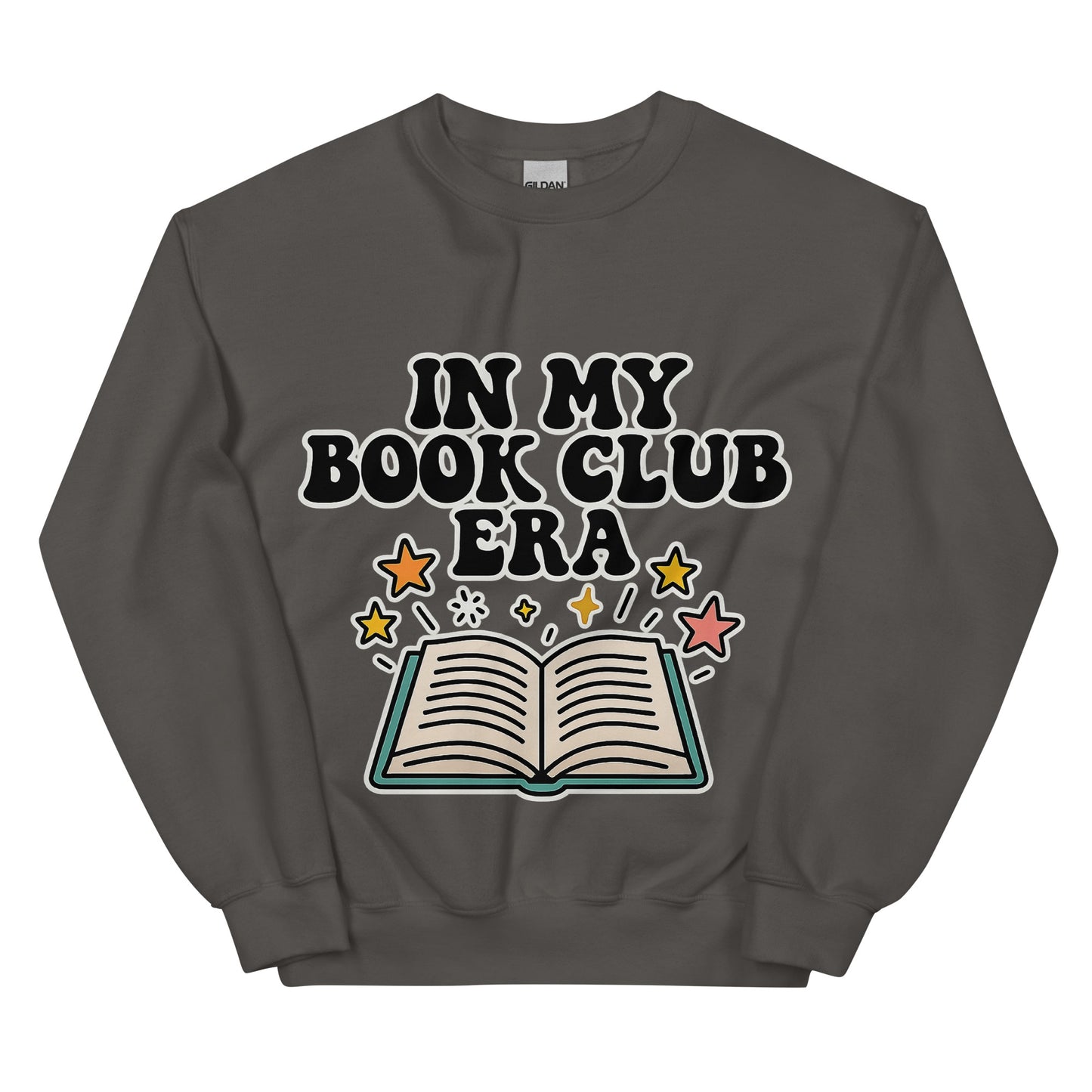 Book Club Era unisex crewneck charcoal front