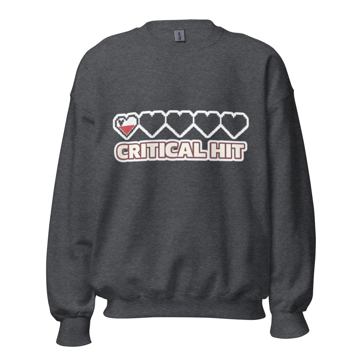 Crit Hit unisex crewneck dark heather front