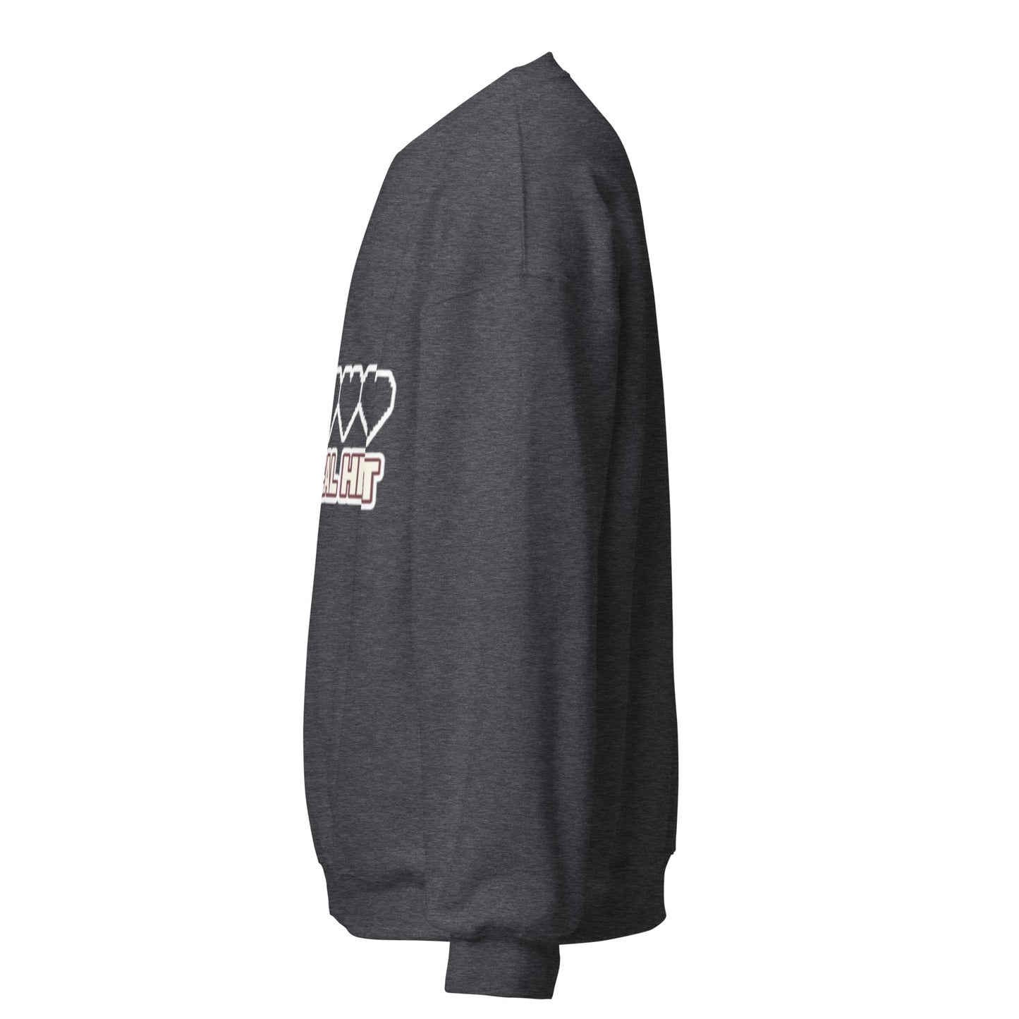 Crit Hit unisex crewneck dark heather left